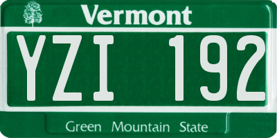 VT license plate YZI192