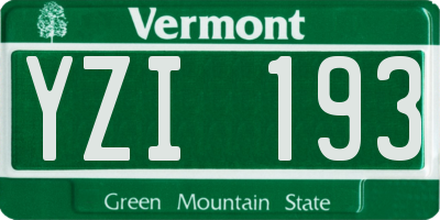 VT license plate YZI193