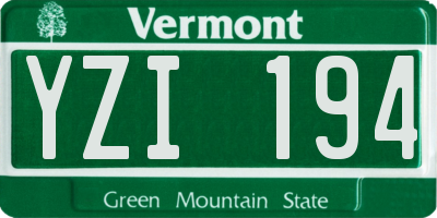 VT license plate YZI194