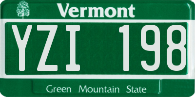 VT license plate YZI198