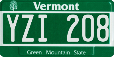 VT license plate YZI208