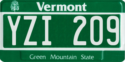 VT license plate YZI209