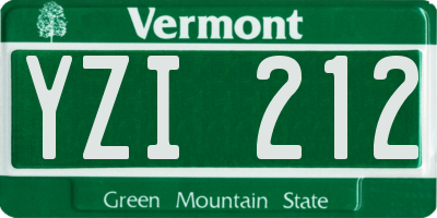 VT license plate YZI212
