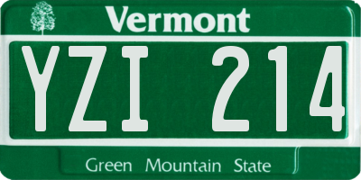VT license plate YZI214