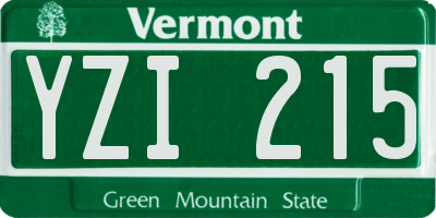 VT license plate YZI215