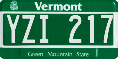 VT license plate YZI217