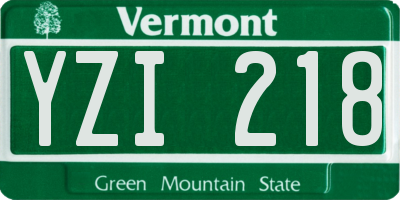 VT license plate YZI218