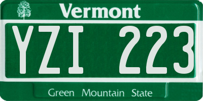VT license plate YZI223
