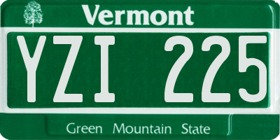 VT license plate YZI225