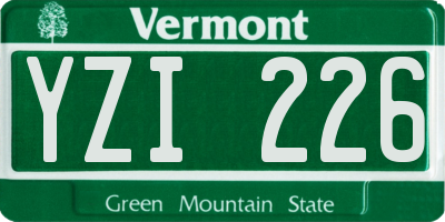 VT license plate YZI226
