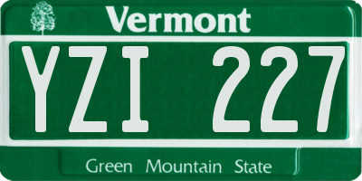 VT license plate YZI227