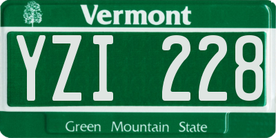 VT license plate YZI228