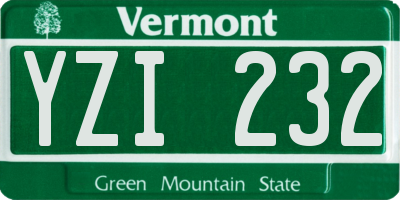 VT license plate YZI232