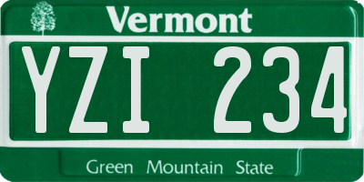 VT license plate YZI234