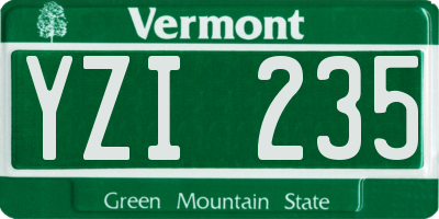 VT license plate YZI235