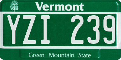 VT license plate YZI239