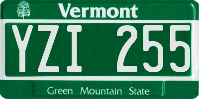 VT license plate YZI255
