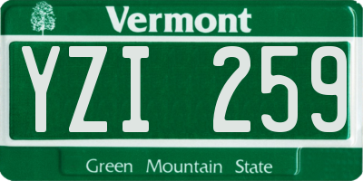 VT license plate YZI259