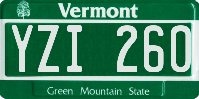 VT license plate YZI260
