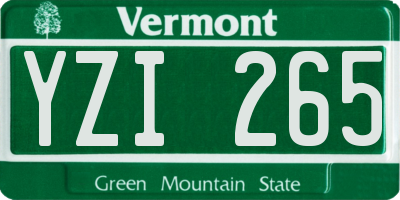 VT license plate YZI265