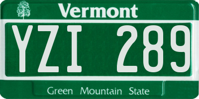 VT license plate YZI289