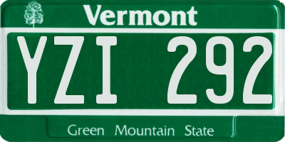 VT license plate YZI292