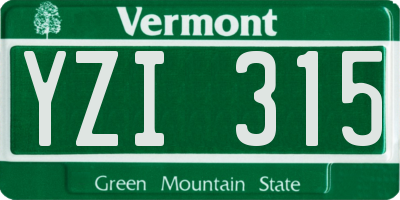 VT license plate YZI315