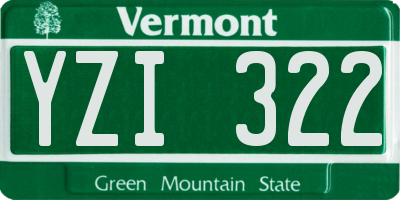 VT license plate YZI322
