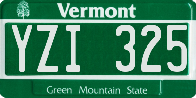 VT license plate YZI325