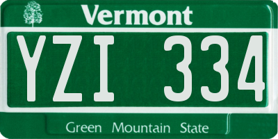 VT license plate YZI334