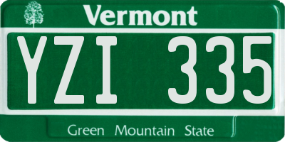 VT license plate YZI335