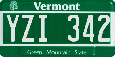 VT license plate YZI342