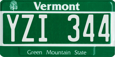 VT license plate YZI344