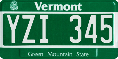 VT license plate YZI345