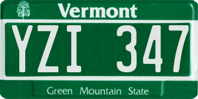 VT license plate YZI347