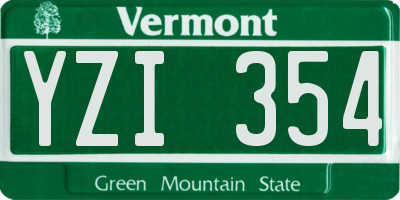 VT license plate YZI354