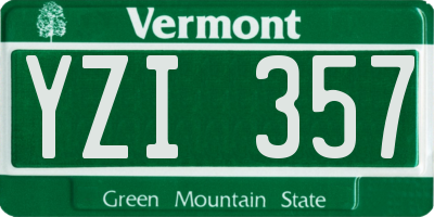 VT license plate YZI357