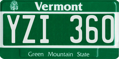 VT license plate YZI360