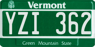 VT license plate YZI362
