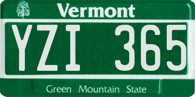 VT license plate YZI365