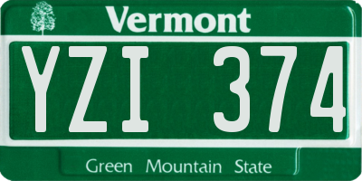 VT license plate YZI374