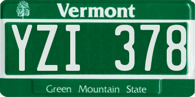 VT license plate YZI378