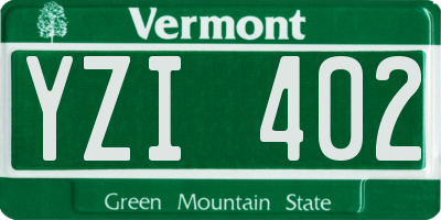 VT license plate YZI402