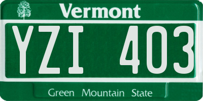 VT license plate YZI403