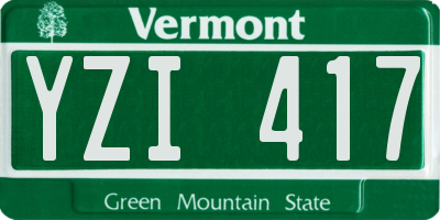 VT license plate YZI417