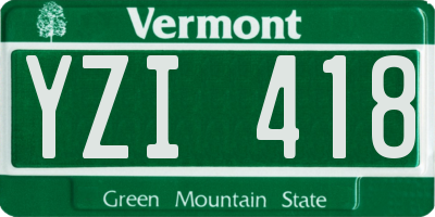 VT license plate YZI418