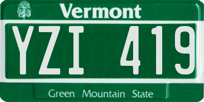 VT license plate YZI419