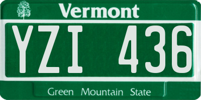 VT license plate YZI436
