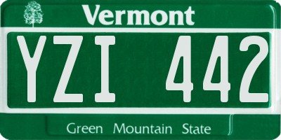 VT license plate YZI442