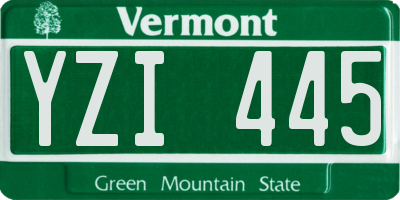 VT license plate YZI445